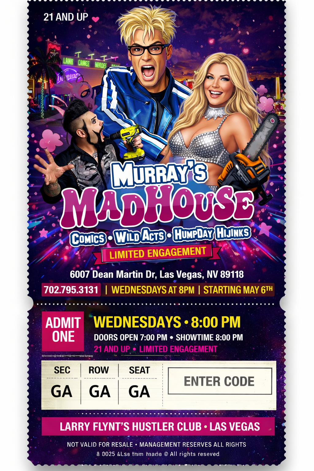 Murray's Madhouse ticket art